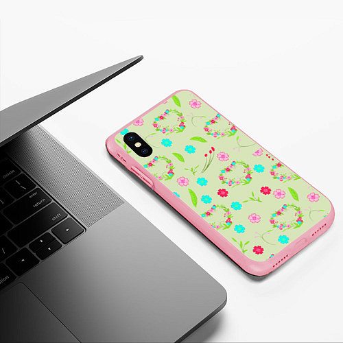 Чехол iPhone XS Max матовый Цветы и веточки - венок / 3D-Баблгам – фото 3