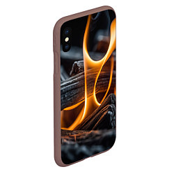 Чехол iPhone XS Max матовый Дрова в костре - нейросеть, цвет: 3D-коричневый — фото 2