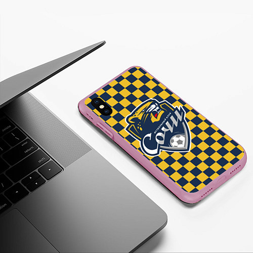 Чехол iPhone XS Max матовый FC Sochi - ФК Сочи / 3D-Розовый – фото 3