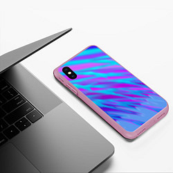 Чехол iPhone XS Max матовый Зимние узоры, цвет: 3D-розовый — фото 2