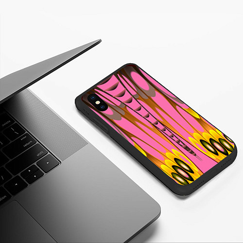 Чехол iPhone XS Max матовый Розовый бабочкин мотив / 3D-Черный – фото 3