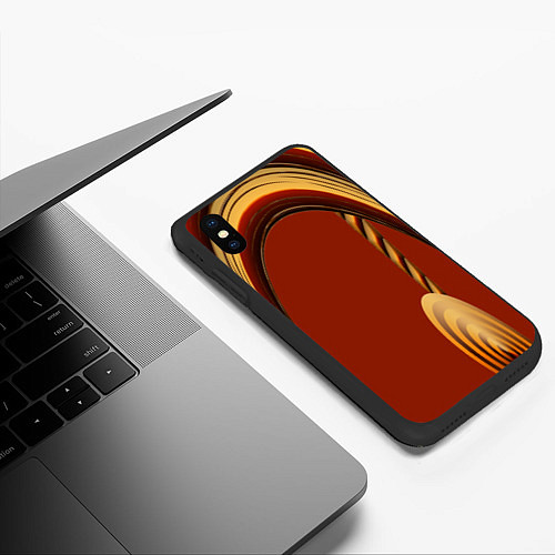 Чехол iPhone XS Max матовый Древесные изгибы / 3D-Черный – фото 3