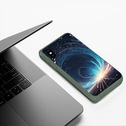 Чехол iPhone XS Max матовый Космический абстрактный узор - нейросеть, цвет: 3D-темно-зеленый — фото 2