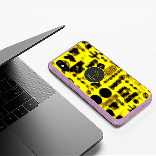 Чехол iPhone XS Max матовый Twenty one pilots logobombing / 3D-Сиреневый – фото 3