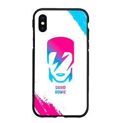 Чехол iPhone XS Max матовый David Bowie neon gradient style, цвет: 3D-черный