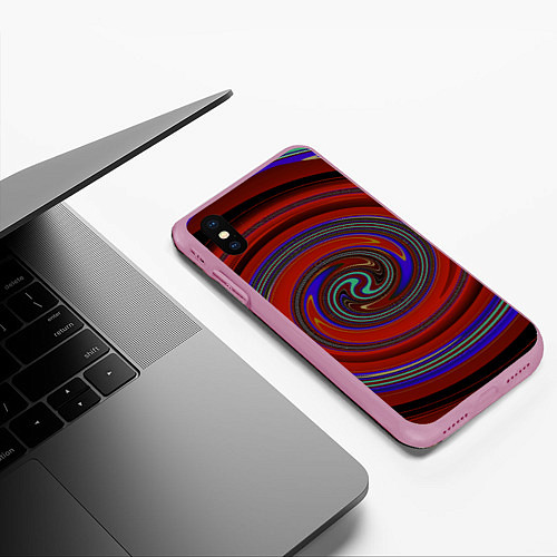 Чехол iPhone XS Max матовый Завихрения новый вариант / 3D-Розовый – фото 3