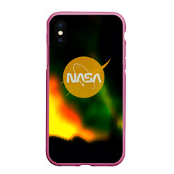 Чехол iPhone XS Max матовый Nasa spacestar, цвет: 3D-малиновый