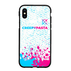 Чехол iPhone XS Max матовый CreepyPasta neon gradient style: символ сверху, цвет: 3D-черный