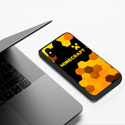 Чехол iPhone XS Max матовый Minecraft - gold gradient: символ сверху, цвет: 3D-черный — фото 2