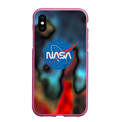 Чехол iPhone XS Max матовый Nasa space star collection, цвет: 3D-малиновый