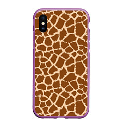 Чехол iPhone XS Max матовый Кожа жирафа - giraffe, цвет: 3D-фиолетовый