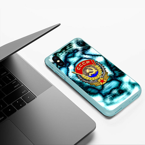 Чехол iPhone XS Max матовый Назад в ссср негатив / 3D-Мятный – фото 3