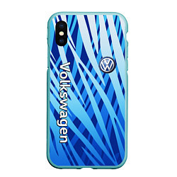 Чехол iPhone XS Max матовый Volkswagen - синий камуфляж, цвет: 3D-мятный