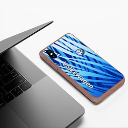 Чехол iPhone XS Max матовый Volkswagen - синий камуфляж, цвет: 3D-коричневый — фото 2