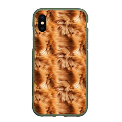 Чехол iPhone XS Max матовый Меховой паттерн, цвет: 3D-темно-зеленый