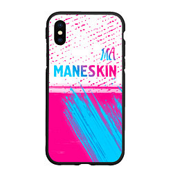Чехол iPhone XS Max матовый Maneskin neon gradient style: символ сверху, цвет: 3D-черный