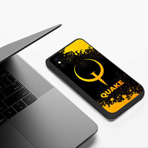 Чехол iPhone XS Max матовый Quake - gold gradient / 3D-Черный – фото 3