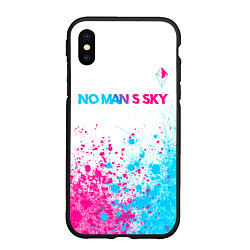 Чехол iPhone XS Max матовый No Mans Sky neon gradient style: символ сверху