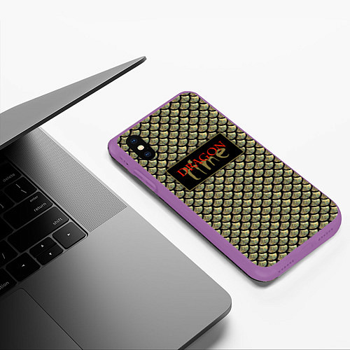 Чехол iPhone XS Max матовый Время дракона 2024 / 3D-Фиолетовый – фото 3