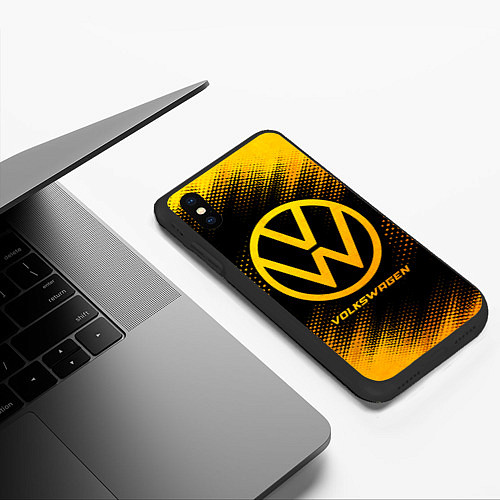 Чехол iPhone XS Max матовый Volkswagen - gold gradient / 3D-Черный – фото 3