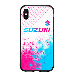 Чехол iPhone XS Max матовый Suzuki neon gradient style: символ сверху