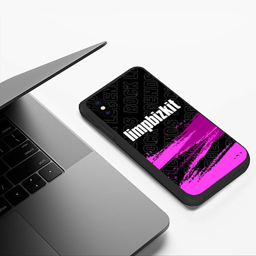 Чехол iPhone XS Max матовый Limp Bizkit rock legends: символ сверху / 3D-Черный – фото 3