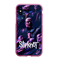 Чехол iPhone XS Max матовый Slipknot: guitar, цвет: 3D-малиновый
