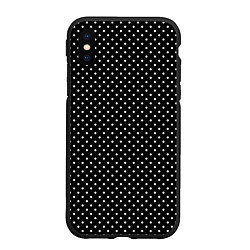 Чехол iPhone XS Max матовый В мелкий горошек на черном фоне, цвет: 3D-черный