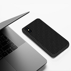 Чехол iPhone XS Max матовый В мелкий горошек на черном фоне, цвет: 3D-черный — фото 2