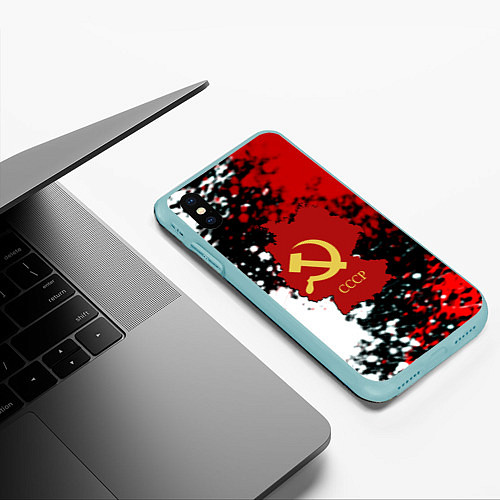 Чехол iPhone XS Max матовый Назад в СССР / 3D-Мятный – фото 3