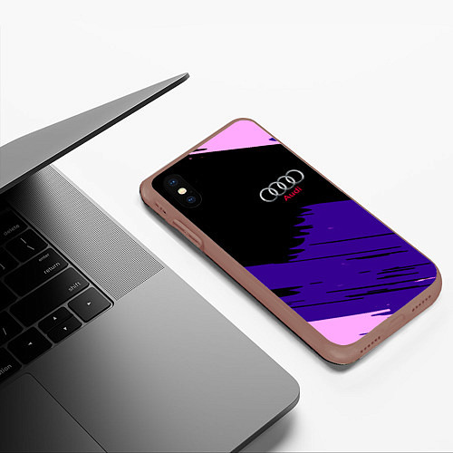 Чехол iPhone XS Max матовый Audi stripes / 3D-Коричневый – фото 3