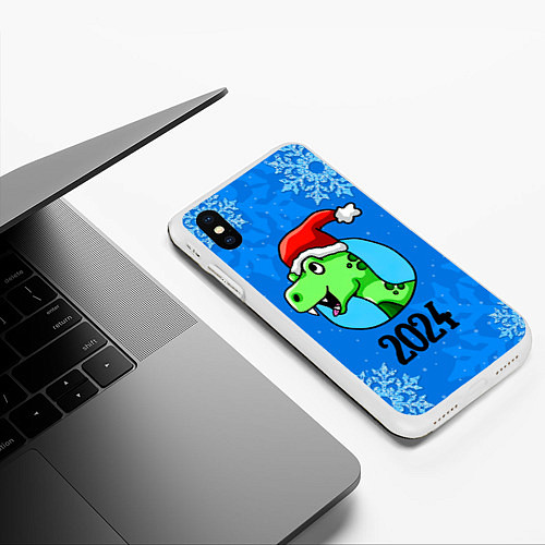 Чехол iPhone XS Max матовый Год зеленого дракона / 3D-Белый – фото 3