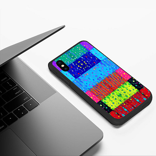 Чехол iPhone XS Max матовый Геометрическая абстракция - капли дождя / 3D-Черный – фото 3