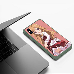 Чехол iPhone XS Max матовый Toradora Тайга Айсака, цвет: 3D-темно-зеленый — фото 2