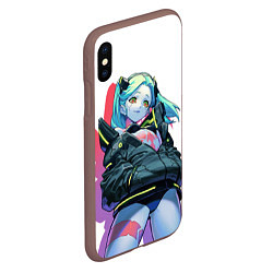 Чехол iPhone XS Max матовый Ребекка cyberpunk, цвет: 3D-коричневый — фото 2