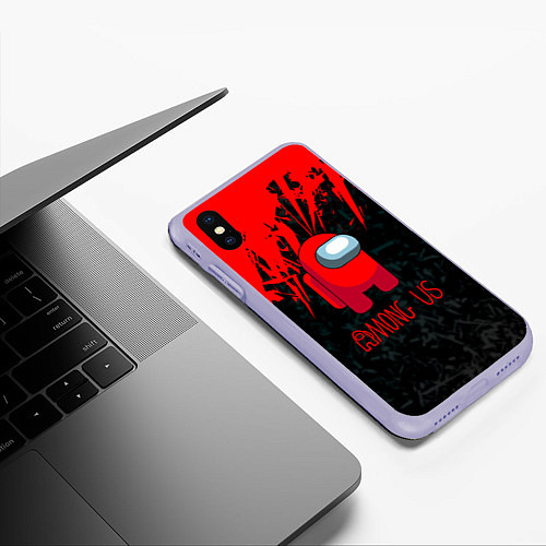 Чехол iPhone XS Max матовый Improstor красный / 3D-Светло-сиреневый – фото 3
