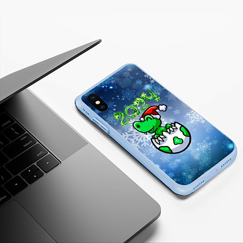 Чехол iPhone XS Max матовый Динозаврик вылупился из яйца 2024 / 3D-Голубой – фото 3