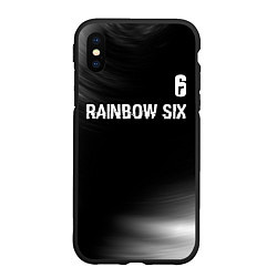 Чехол iPhone XS Max матовый Rainbow Six glitch на темном фоне: символ сверху
