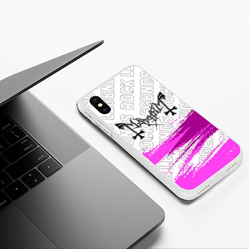 Чехол iPhone XS Max матовый Mayhem rock legends: символ сверху / 3D-Белый – фото 3