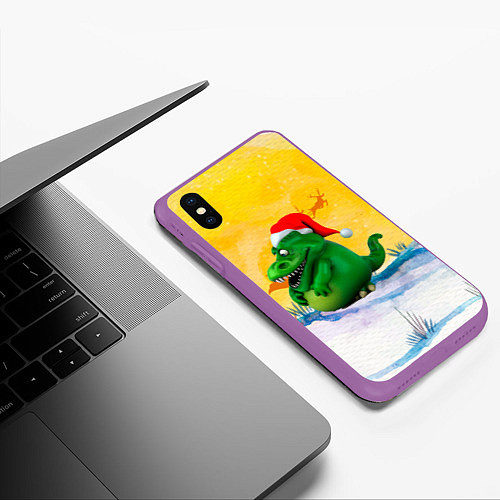 Чехол iPhone XS Max матовый Дракон символ года 2024 / 3D-Фиолетовый – фото 3