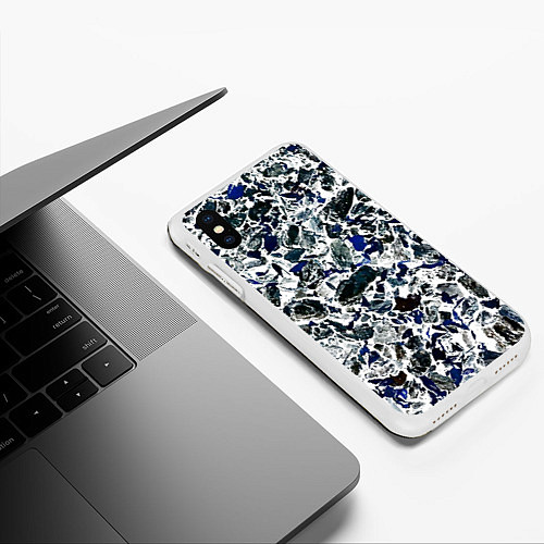 Чехол iPhone XS Max матовый Абстракция ледяные вершины / 3D-Белый – фото 3