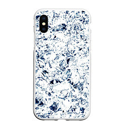 Чехол iPhone XS Max матовый Паттерн ледяные вершины гор, цвет: 3D-белый