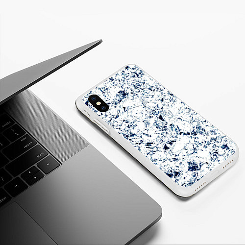 Чехол iPhone XS Max матовый Паттерн ледяные вершины гор / 3D-Белый – фото 3