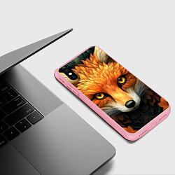 Чехол iPhone XS Max матовый Лис в стиле фолк-арт, цвет: 3D-баблгам — фото 2