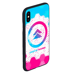 Чехол iPhone XS Max матовый Ghost of Tsushima neon gradient style, цвет: 3D-черный — фото 2