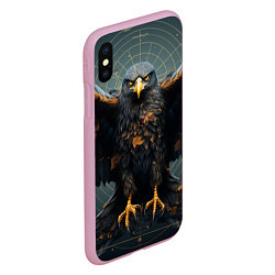 Чехол iPhone XS Max матовый Орёл с расправленными крыльями, цвет: 3D-розовый — фото 2