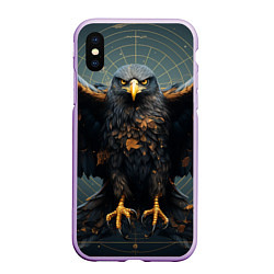 Чехол iPhone XS Max матовый Орёл с расправленными крыльями, цвет: 3D-сиреневый