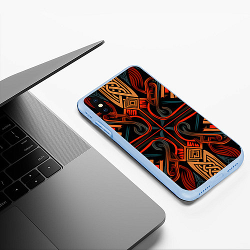 Чехол iPhone XS Max матовый Орнамент в скандинавском стиле / 3D-Голубой – фото 3