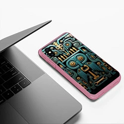 Чехол iPhone XS Max матовый Рисунок в египетском стиле, цвет: 3D-малиновый — фото 2