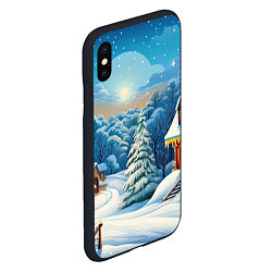 Чехол iPhone XS Max матовый Зимний домик и елка, цвет: 3D-черный — фото 2